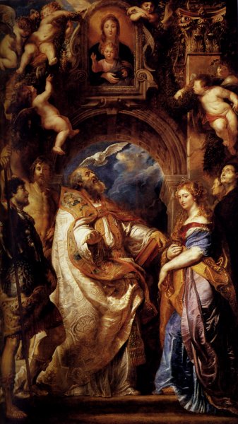 Peter Paul Rubens - Saint Gregory With Saints Domitilla Maurus And Papianus