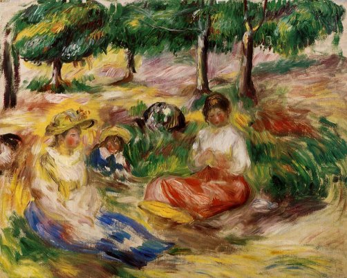Pierre-Auguste Renoir - Three Young Girls Sitting in the Grass