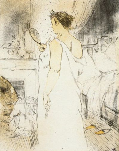 Toulouse Lautrec - Elles - Woman Looking into a Hand Held Mirror