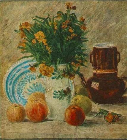 Vincent van Gogh - Vase with Flowers, Coffeepot and Fruit