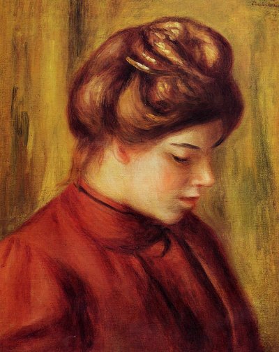 Pierre-Auguste Renoir - Profile of a Woman in a Red Blouse