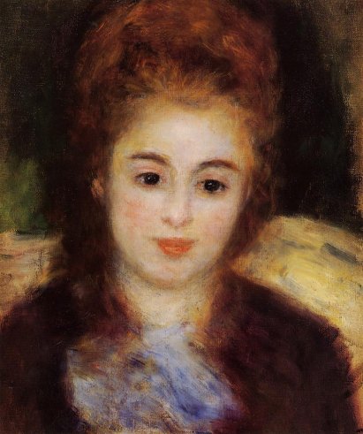 Pierre-Auguste Renoir - Head of a Young Woman Wearing a Blue Scarf aka Madame Henriot
