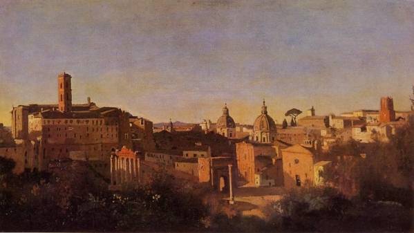 Jean-Baptiste-Camille Corot - Rome, The Forum Seen from the Farnese Gardens, Evening