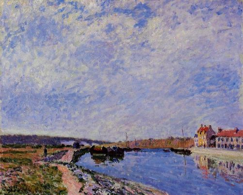 Alfred Sisley - The Barge Port and Saint-Mammes