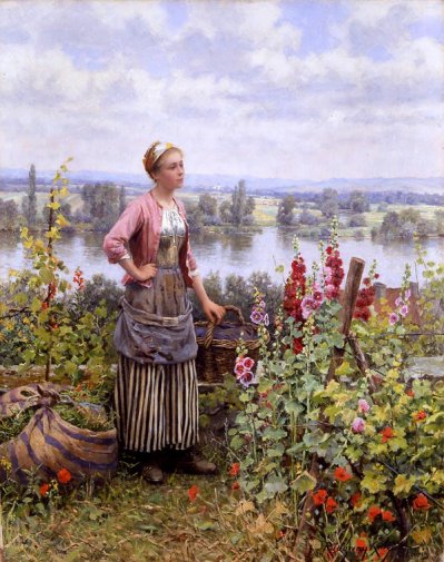 Daniel Ridgway Knight - Maria On The Terrace With A Bundle Of Grass