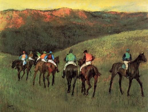 Edgar Degas - Racehorses in a Landscape
