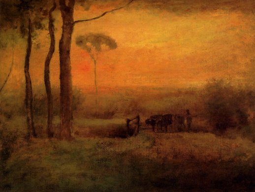 George Innes - Pastoral Landscape At Sunset