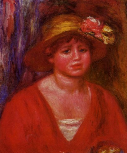 Pierre-Auguste Renoir - Bust of a Young Woman in a Red Blouse