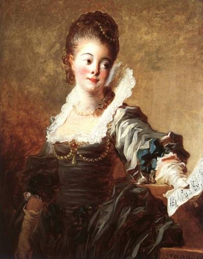 Jean Honore Fragonard - Portrait of a Singer Holding a Sheet of Music 1769