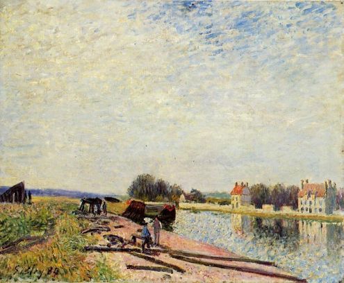 Alfred Sisley - Barges on the Loing at Saint-Mammes