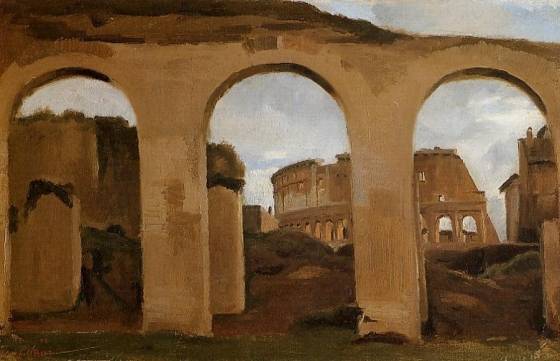 Jean-Baptiste-Camille Corot - Rome - The Colosseum Seen through Arches of the Basilica of
