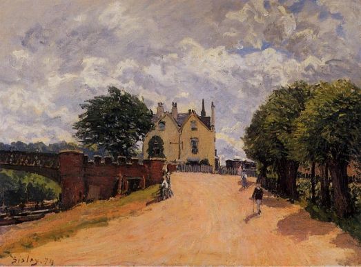 Alfred Sisley - Inn at East Molesey with Hampton Court Bridge