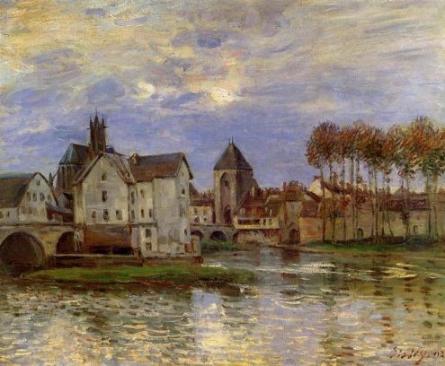 Alfred Sisley - The Moret Bridge at Sunset