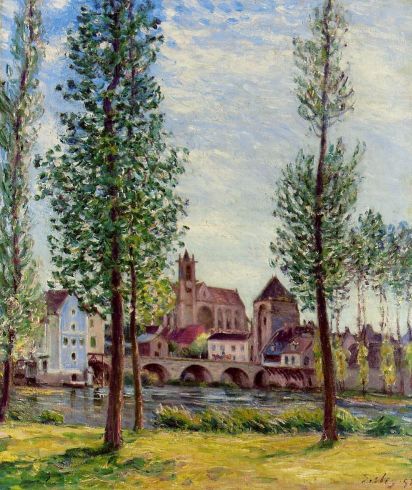 Alfred Sisley - View of Moret-sur-Loing through the Trees