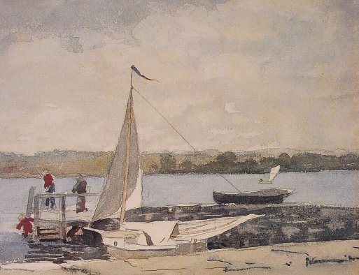 Homer Winslow - A Sloop At A Wharf Gloucester