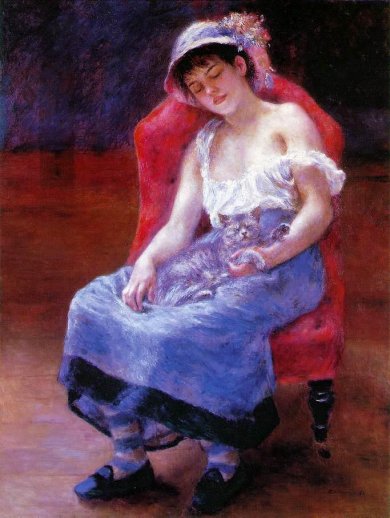 Pierre-Auguste Renoir - Sleeping Girl aka Girl with a Cat