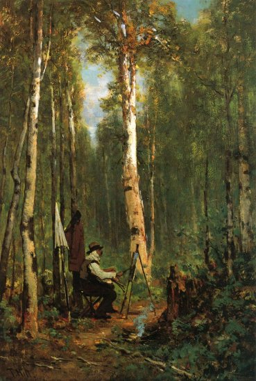 Thomas Hill - Artist At His Easel In The Woods