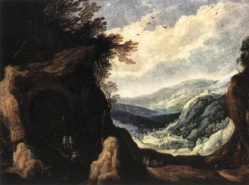 Rocky Landscape with Monks