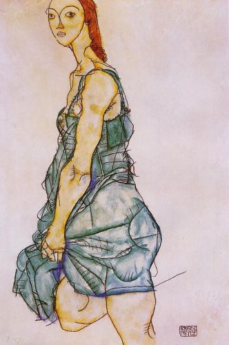 Standing Woman in a Green Skirt