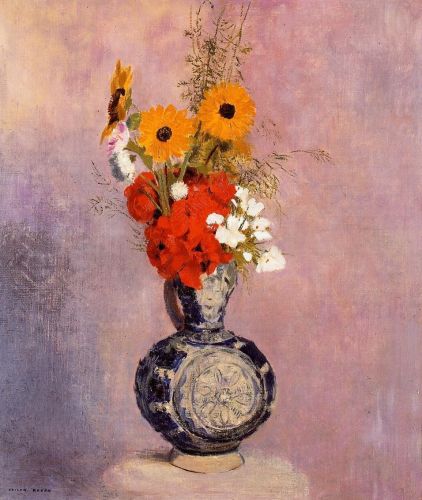 Bouquet of Flowers in a Blue Vase 2