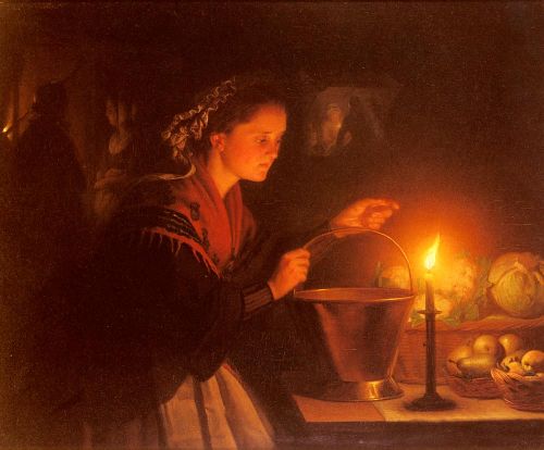 A Market Scene By Candlelight