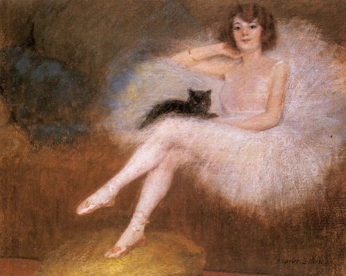 Ballerina with a black Cat