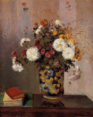 Bouquet of Flowers - Chrysanthemums in a China Vase