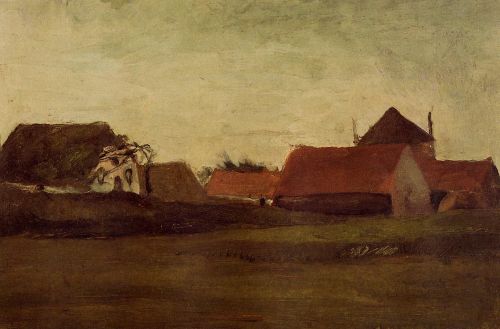 Farmhouses in Loosduinen near the Hague at Twilight