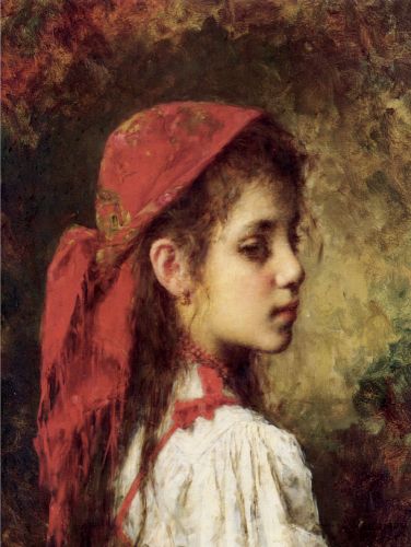 Portrait of a Young Girl in a Red Kerchief