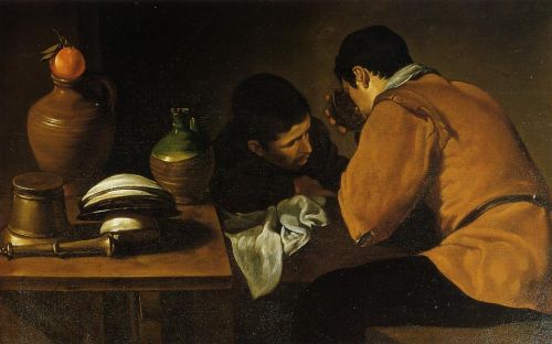 Two Young Men at a Table