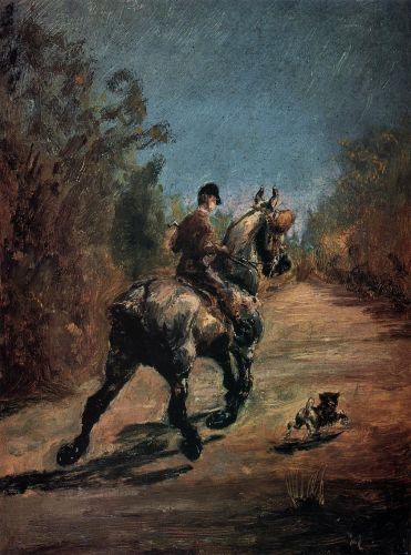 Horse and Rider with a Little Dog