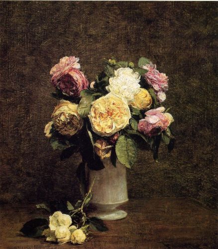 Roses in a White Porcelin Vase