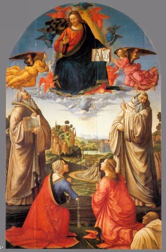 Christ in Heaven with Four Saints and a Donor