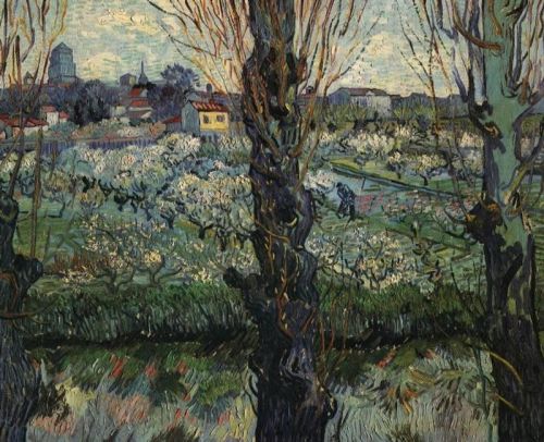 Orchard in Bloom with View of Arles