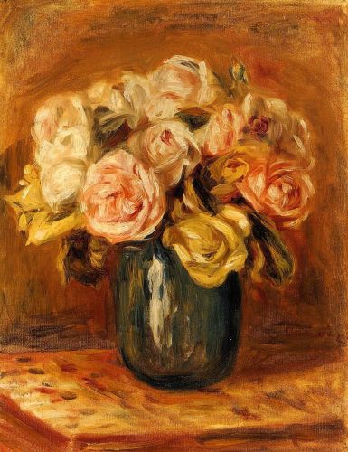 Roses in a Blue Vase