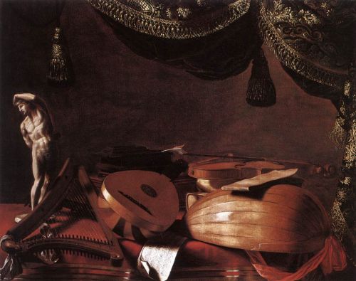 Still-Life with Musical Instruments and a Small Classical St
