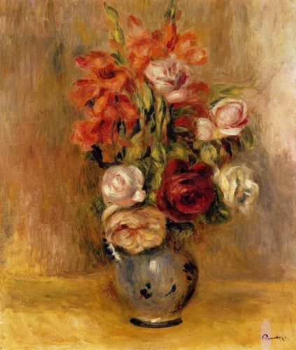 Vase of Gladiolas and Roses