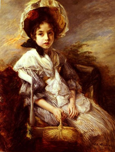 Portrait Of A Girl seated In A Landscape