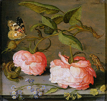 A Still Life with Roses on a Ledge, undated