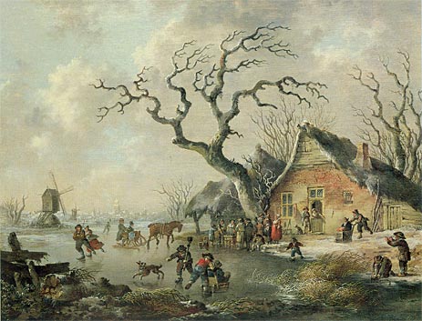A Winter Landscape with Figures Skating on a Frozen Waterway, 1799