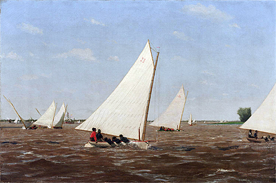 Sailboats Racing on the Delaware, 1874