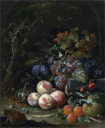 Still Life with Fruits, Foliage and Insects, c.1669