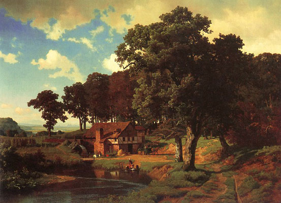 Albert Bierstadt A Rustic Mill Oil Painting