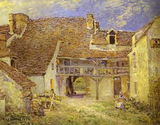 Alfred Sisley Courtyard of Farm at St Mammes Oil Painting
