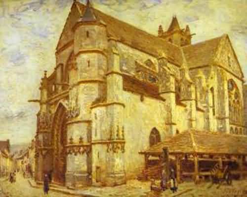 Alfred Sisley The Church at Moret Icy Weather Oil Painting