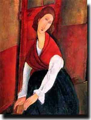 Amedeo Modigliani Jeanne Hebuterne A Door in the Background Oil Painting