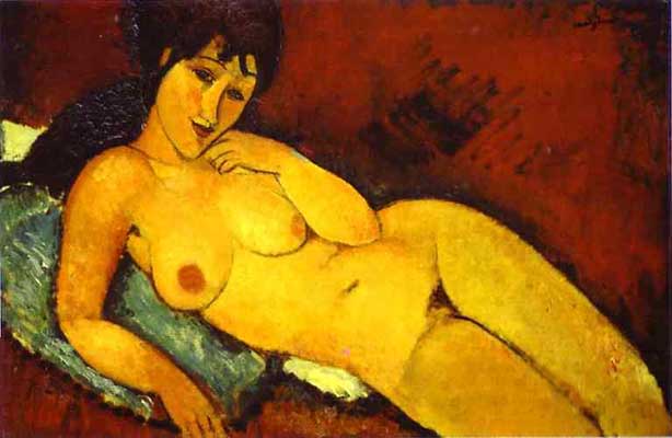 Amedeo Modigliani Nude on a Blue Cushion Oil Painting