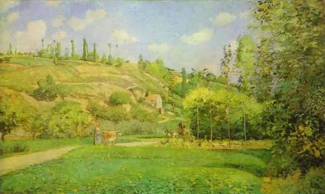 Camille Pissarro A Cowherd at Pontoise Oil Painting