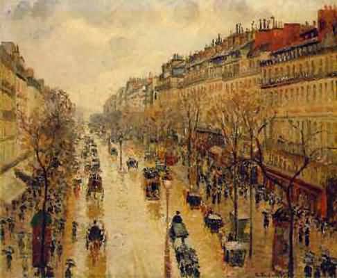 Camille Pissarro Boulevard Montmartre Rainy Weather Afternoon Oil Painting
