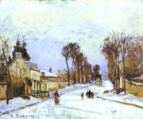 Camille Pissarro La Route de versailles a Louveciennes effet de neige Oil Painting